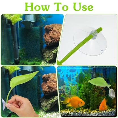 3Pcs African Dwarf Frog Tank Accessories, Tree Frog Tanks Leaf Decorations, Plastic Leaf Decorations with Suction Cups, Gecko Tank Accessories Turtle Basking Platform(Style A)