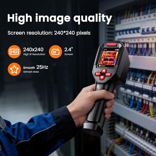 Mini Thermal Imager, Monocular Thermal Imager, 240 x 240 Infrared Resolution, HVAC Tool, Infrared Thermometer, Electrical Wiring Inspection — Black and Red (Black)