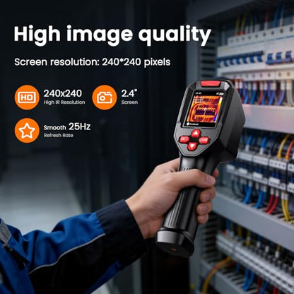 Mini Thermal Imager, Monocular Thermal Imager, 240 x 240 Infrared Resolution, HVAC Tool, Infrared Thermometer, Electrical Wiring Inspection — Black and Red (Black)