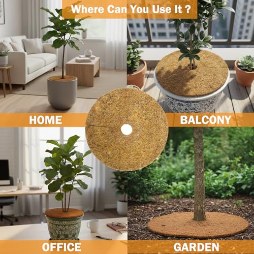 Coco Coir Mulch for Landscaping, 24 Inch Coconut Liners for Planters, 3 Pcs Coconut Fiber Tree Ring, Plant Covers from Animals,Dirt and Tree Protectors - size: 24in-3pcs