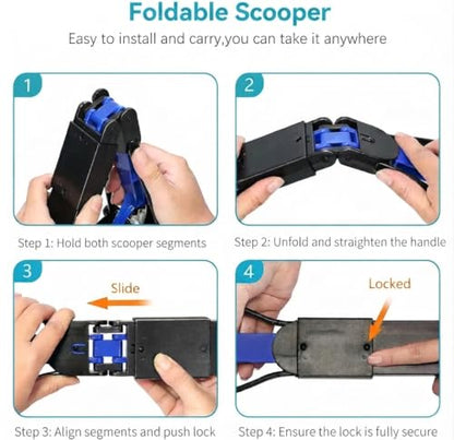 24 Inch Heavy Duty Foldable Pooper Scooper for Large, Medium & Small Dogs, Durable Springs, Interlocking Serrated Jaws, One-Hand Operation, Premium Outdoor Waste Pick-Up Tool - size: 24 inch