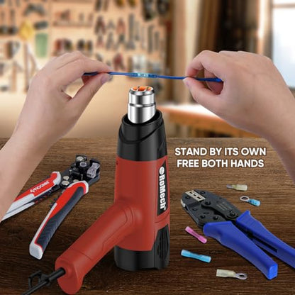 1500W Heavy Duty Heat Gun, Variable Temperature Control Hot Air Gun Kit with 2 Air Flow 120°F~1200°F and 4 Nozzles for Crafts Shrink Wrap (Red) - color: Red