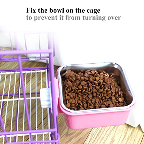 Dog Crate Bowl, Hanging Stainless Steel Removable Pet Crate Water & Food Bowls, Pet Cage Feeder Container Coop Cup for Cat Puppy Birds Rats Guinea Pigs Rabbit Hamster (2PCS) - color: Pink/Blue