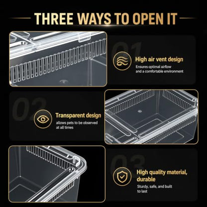 Irenare 20 Pcs Reptile Breeding Box Plastic Spider Enclosure Tarantula Feeding Box for Small Reptile Acrylic Carrier for Mantises Hermit Crabs Small Pet(8.66 x 5.12 x 3.15 Inch, with Basking Platform) - size: 8.66 x 5.12 x 3.15 Inch, style: with Basking P