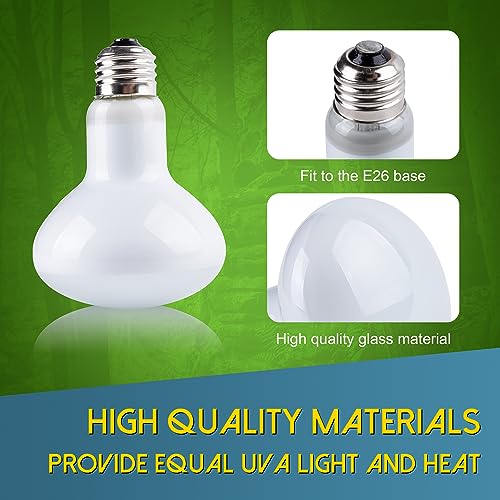 Reptile Heat Lamp Bulb, 100 Watt UVA Daylight Basking Spot Light for Bearded Dragon, Turtle, Lizard, Snake, Tortoise, Chameleon, Amphibians - 2 Pack - size: 2 Pack