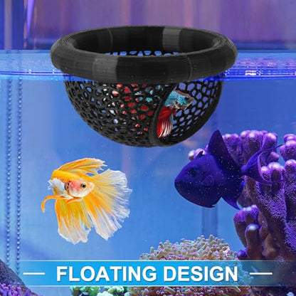 Floating Betta Cave & Hammock, Multi-Functional Hideout for Aquarium Black - color: Black