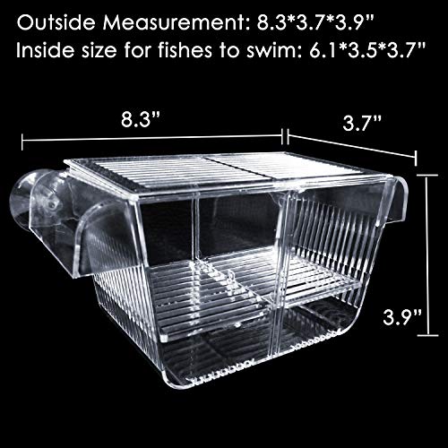 Cepetsma Fish Breeder Box - Hang-on Nursery Fish Tank With Breeding Hatchery, Perf for Aggressive & Injured Species - size: M