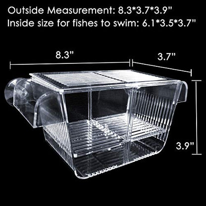 Cepetsma Fish Breeder Box - Hang-on Nursery Fish Tank With Breeding Hatchery, Perf for Aggressive & Injured Species - size: M