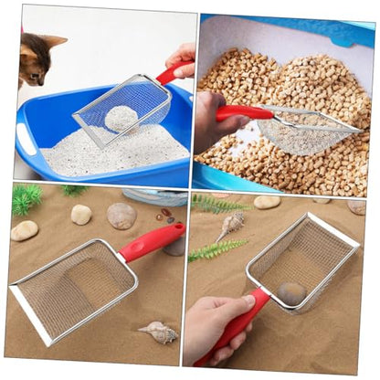Totority Stainless Steel Cat Litter Scoop Metal Sand Scooper for Cats Reptiles and Beach Sand Mesh Use with Precision Corner Cleaning Effortless Pet Waste Removal Tool