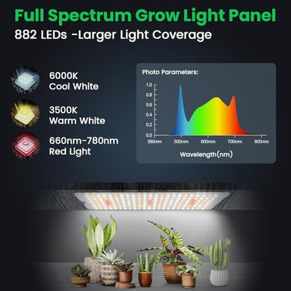 Plant Light, 882 LEDs Full Spectrum 6000K Grow Light Panel, 6Panels | 882 LEDs,Auto Timer 6/12/16,3 Color Modes,5 Dimmable Levels,for Seed Starting, Veg and Bloom - size: 6Panels