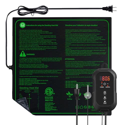 20"x20" Durable Seedling Heat Mat with Thermostat Controller | Durable Waterproof Hydroponic Heating Pad with ETL Certified for Indoor Plant Gardening and Cutting, Brewing and Greenhouse - style: 20"x20" Heat Mat with Digital Thermostat