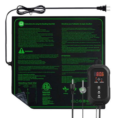 20"x20" Durable Seedling Heat Mat with Thermostat Controller | Durable Waterproof Hydroponic Heating Pad with ETL Certified for Indoor Plant Gardening and Cutting, Brewing and Greenhouse - style: 20"x20" Heat Mat with Digital Thermostat