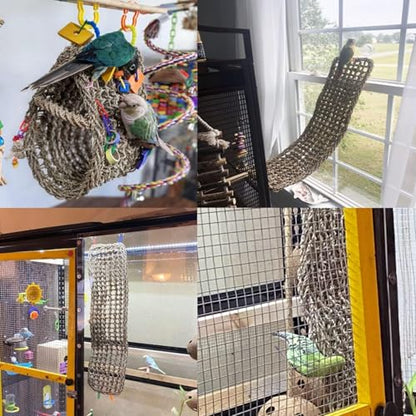 Bird Seagrass Mat 30 x 7 Inch Parrot Natural Seagrass Woven Net Hammock Parakeet Climbing Rope Ladder Mat Chew Toys Cage Accessories for Pigeon Macaw Cockatiel Conure Cockatoo Rat Bearded Dragon - size: 30" × 7"