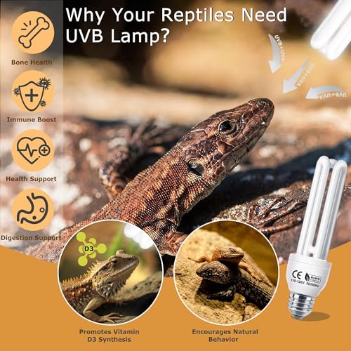 HARTOMPET Linear UVB Lamp 10.0 26W, Compact Terrarium Light,Fluorescent Reptile Lamp for Bearded Dragon, Lizard, Tortoise, Snake & Desert Reptiles - size: 26W