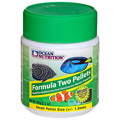 Ocean Nutrition Formula Two Pellets - Fish Food for Herbivorous & Omnivorous Marine Tropical Fish, High Protein(40%) - 3.5 oz (100 g) Small Pellets - size: 3.5 Ounce (Pack of 1), style: Small Pellet Size (+/- 1.2mm)