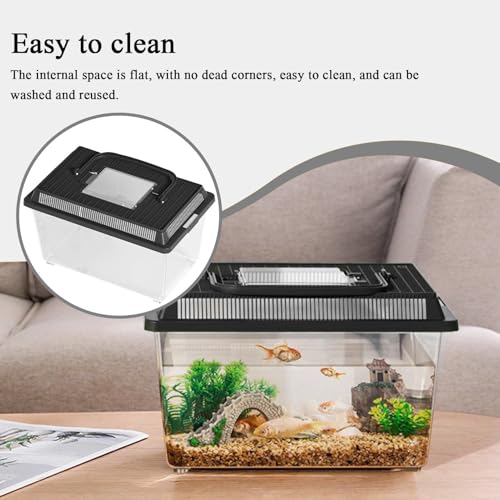 Reptile Terrarium, Reptile Feeding Box Snake Breeding Tank, Terrarium Hatching Carrier, Portable Habitat Feeding Box with Handle, for Pet Gecko Frog Snail Spide Lizard Scorpion Mantis Geckos