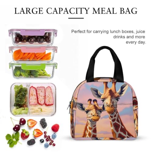 Playful Giraffe Lunch Bag for Women Men | Insulated Lunch Box Leakproof Food Meal Containers Reusable Foldable 6L Capacity Lunch Tote Bags for Work Picnic Travel - color: style
