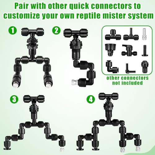 20 Pack 1/4" Push to Connect Fittings Elbow Connectors | Reptile Mister System 1/4" Quick Connect Fittings,Reptile Mister Fittings for Aquarium,Vivarium,Irrigation System - size: 20 Pack 1/4" Elbow -A