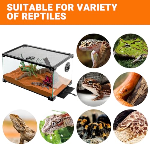 REPTI ZOO 6" X 8" Reptile Heat Pad Fast Heating Pad with Adjustable Thermostat 12W Reptile Heat Mat for Turtles/Hermit Crabs/Bearded Dragons/Leopard Geckos/Snakes/Lizards, and Seed Germination - size: 6" X 8" with Thermostat
