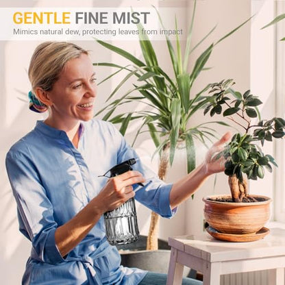 Plant Mister Spray Bottle, 13.5 oz Leak Proof Glass Spray Bottle for Inside Plants, Succulents, Herbs, Cleaning, Hair Care, Refillable Fine Mist Sprayer with Adjustable Mist Nozzle (Grey) - color: Grey