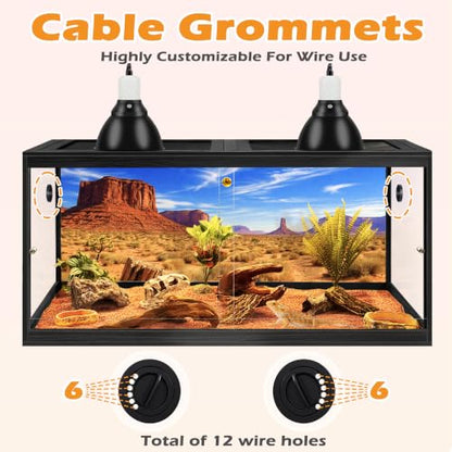 120 Gallon Bearded Dragon Tank, 4x2x2 Reptile Enclosure with Tempered Glass Sliding Doors, Lockable Front Opening and Metal Mesh Top, Large Terrarium for Lizards and Snakes, Black - color: Black