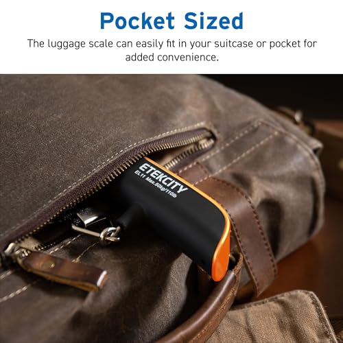 Etekcity Luggage Scale, Digital Suitcase Weight Scale for Travel, 110 lb | Travel Essentials, Air Travel, Suitcase, Hanging Hook, Rubber Grip, Battery Included, Easy-to-Read Display - color: Orange