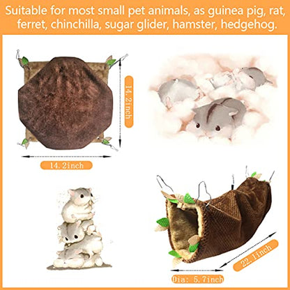 LEFTSTARER Guinea Pig Ferret Rat Hammock Toy Small Animal Cage Accessories Hideout Tunnel & Bunkbed Hammock for Rat Ferret Guinea Pig Hamster Sugar Glider Chinchilla, 1.Forest Hammock Set - color: 1.Hammock + tunnel