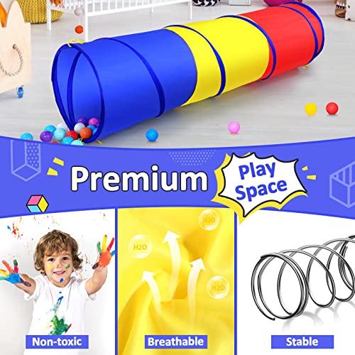 PigPigPen Pop Up Play Tunnel Tent for Toddlers Babies or Dogs, Indoor & Outdoor Toys for Kids Backyard Playset. (Red,Yellow,Blue) - style: Red,yellow,blue play tent