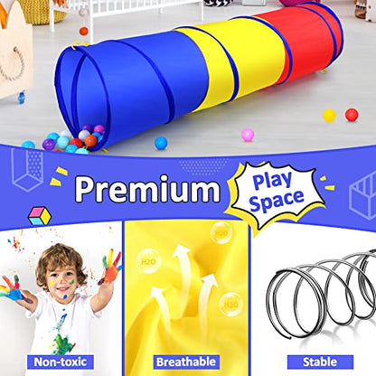 PigPigPen Pop Up Play Tunnel Tent for Toddlers Babies or Dogs, Indoor & Outdoor Toys for Kids Backyard Playset. (Red,Yellow,Blue) - style: Red,yellow,blue play tent