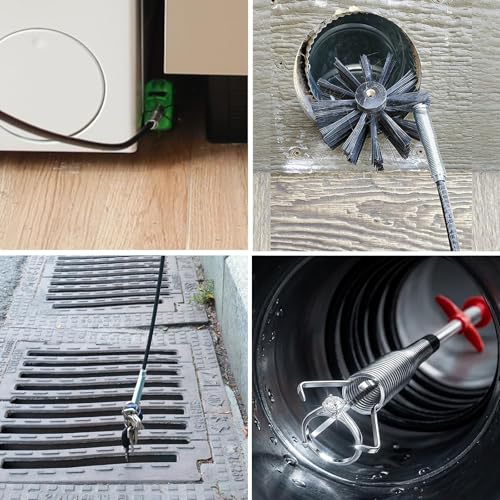 61-Inch Flexible Drain Snake with 4-Claw Grabber for Sink, Shower & Tub | Balanced Reach • Flexible Coated Shaft • Secure 4-Claw Grip • Pulls Hair, Food Debris And Small Items From Curved Pipes - style: 61 IN