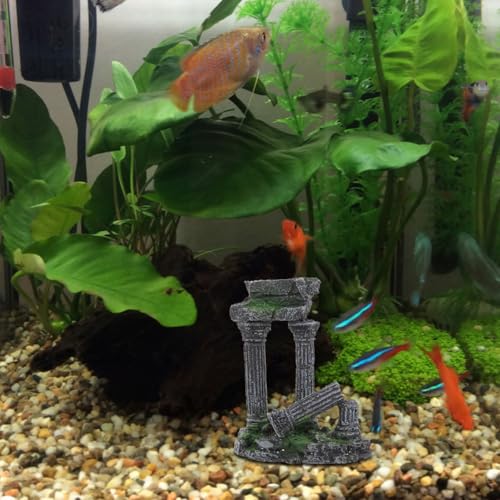 balacoo Roman Column Aquarium Ornament Fish Tank Decoration Resin Fish Shelter 5.31X4.33X2.55 Inch Underwater Hiding Cave for and Reptiles