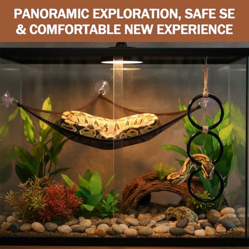 Snake Climbing Rings with 2 Hammock for Ball Python & Corn Snake, Reptile Enrichment Toys for Snake, Ball Python Tank Decor Reptiles Climbing Toy Hammocks (Black)