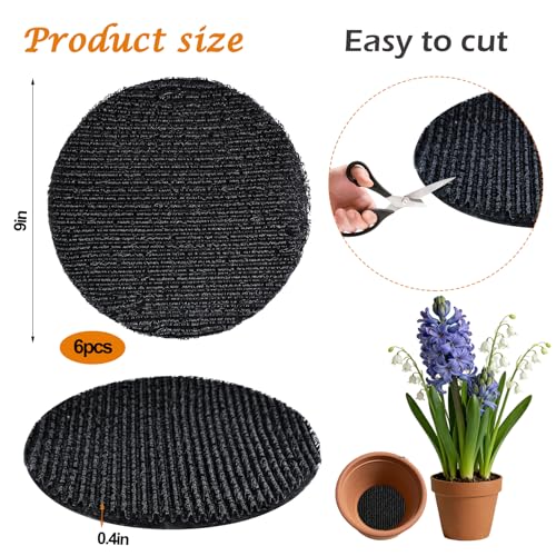 6Pcs 9inch Round Pot Mesh Drainage Discs Double Layer Plant Pot Hole Insert Pads Cutable Bonsai Pot Bottom Grid Mat Mesh Reusable for Indoor Outdoor Potted Plant Prevent Soil Loss Keep Roots Healthy - size: 9inch-6Pcs