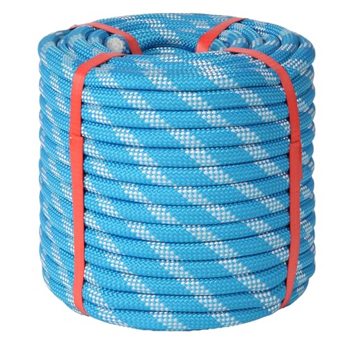 Double Braid Arborist Rope, 1/2 Inch x 150 ft, 9000 LBS Breaking Strength Heavy Duty Tree Climbing Rope, Outdoor Swing Rope for Trees, Climbing, Sailing & General Use - size: 1/2inch*150ft, style: Blue