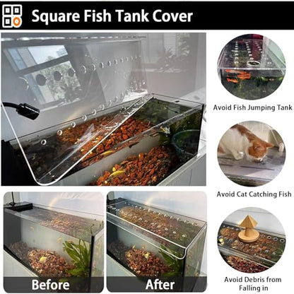 1 Pcs Fish Tank Top Cover for Aquarium, Acrylic Aquarium Anti-Jump Cover/Cat-Proof Terrarium Lid, with Feeding Hole, Fresh Air Screen Cover(31x16.5cm/12.2x6.5inch) - size: 31x16.5cm/12.2x6.5inch