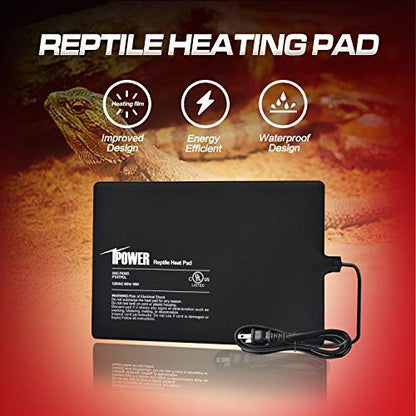 iPower 8 by 12-Inch Reptile Heat Mat Under Tank Heater Terrarium Heating Pad Ideal for Spider Snake Tarantula Hermit Crab Turtle, Black - size: 8 X 12 Inch, style: 1 Pack