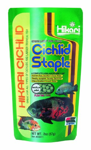 Hikari 2-Ounce Cichlid Staple Floating Pellets for Pets, Medium - color: Black, size: 1 Ounce (Pack of 1)