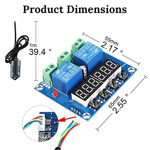 DC 12V XH-M452 Thermostat Dual Output Temperature Humidity Thermometer Hygrometer Control Module LED Digital Display