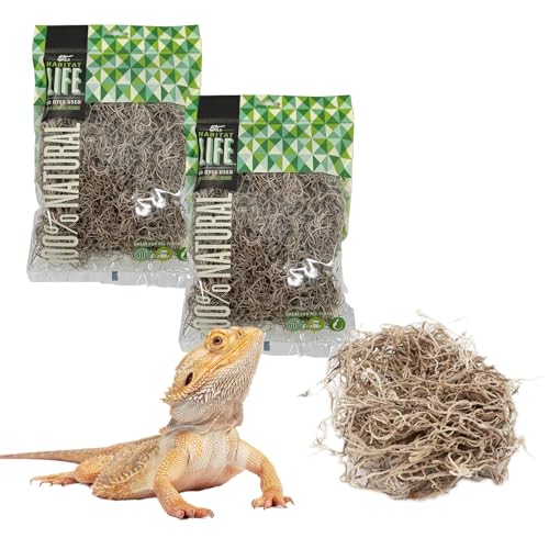 Spanish Moss for Terrarium Habitats, Small 2-Pack | Preserved Moss for Reptiles, Amphibians & Invertebrates Terrariums, Humidity Control, Soft, Dye-Free, Family Owned, USA Made - size: Small 2-pack, style: Spanish Moss