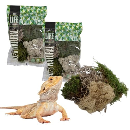 Variety Mix Moss for Terrarium Habitats, Small 2-Pack | Preserved Moss for Reptiles, Amphibians & Invertebrates Terrariums, Humidity Control, Soft, Dye-Free, Family Owned, USA Made - size: Small 2-pack, style: Variety Mix