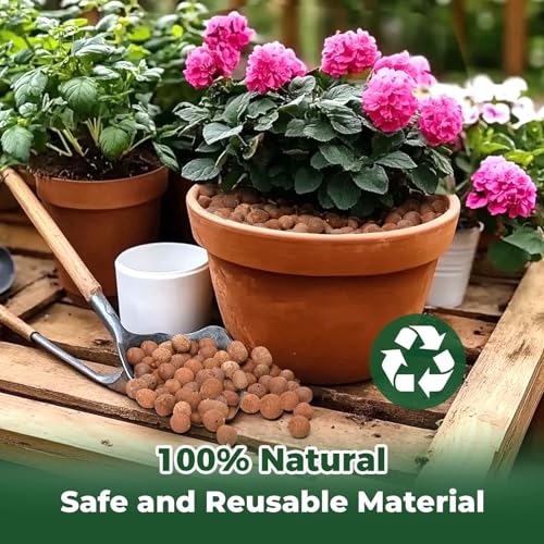 T4U LECA Clay Pebbles for Plants 2.3 QT,Indoor Clay Balls for Hydroponics (10) - size: 10