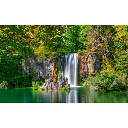 Scenic Waterfalls Aquarium Background Scenic Spring Falls Forest Fish Tank Background Stunning Summer Mountain Tranquil Lake Terrarium Backgrounds Cascading Waterfall Reptile Tank Backgrounds 24x12in - color: Dark Green, size: 24(W)x12(H)in