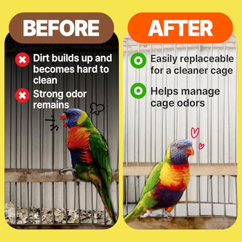 T TORTO9 Kraft Bird Cage Liners 31 x 21.5 Inch, 120 Sheets, Absorbent Paper Tray Liners for Large Bird Cages, Pre-Cut Disposable Cage Bottom Liners - size: 31 x 21.5 in kraft