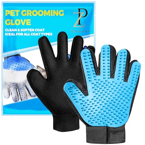Upgrade Pet Grooming Gloves, Grooming Gloves for Dogs, Cats, Rabbits & Horses with Long and Short Hair, Efficient Pets Hair Remover Mittens - 1 Pair (Sky Blue) - color: Sky Blue