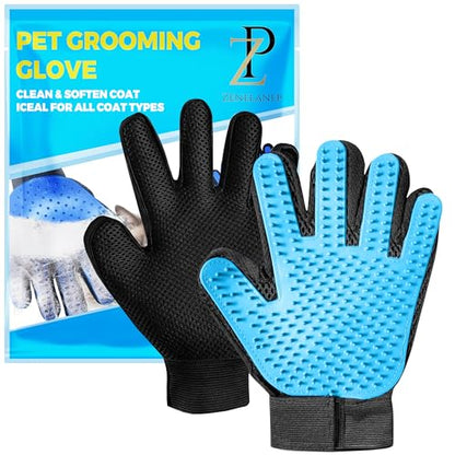 Upgrade Pet Grooming Gloves, Grooming Gloves for Dogs, Cats, Rabbits & Horses with Long and Short Hair, Efficient Pets Hair Remover Mittens - 1 Pair (Sky Blue) - color: Sky Blue