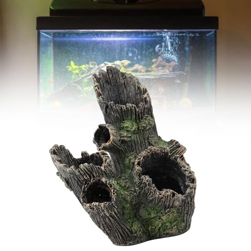 Aquarium Driftwood Decoration Artificial Resin Tree Trunk for Fish Tank Ornaments, Terrarium Vivarium Reptile Cave Hide Aquatic Decoration (ST-004A) - size: ST-004A