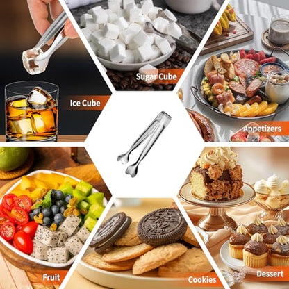 Mini Serving Tongs, Anytrp 18-Packs Stainless Steel Sugar Tongs, 4.3inch Ice Tongs Kitchen Appetizers Tongs for Coffee Bar, Tea Party, Desserts Party, Sugar and Ice Bucket - color: Silver, size: 4.3inch