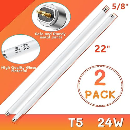 T5 UVB Reptile Light 24W 10.0,UVA UVB Light Bulb for Reptiles,2 Pack Reptile UVB Lamp Tube for Bearded Dragon - size: 2 pack T5 Tube-24W 10.0