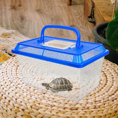 iplusmile Turtle Tank with Platform 10.62 X 6.69 X 6.49 in Turtle Box with Basking Ramp and Feeding Area Practical Reptile Habitat for Tortoise Exercise Rest Feeding and Observation