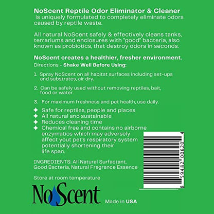 No Scent Reptile Tank Cleaner Spray & Pet Odor Management for Bearded Dragon, Turtle, Lizard Terrarium Freshener (2 Fl Oz / 59 mL) - size: 2 Fl Oz (Pack of 1)